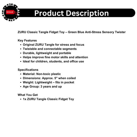 ZURU Classic Tangle Fidget Toy – Green Blue Anti-Stress Sensory Twister - Picture 2 of 6